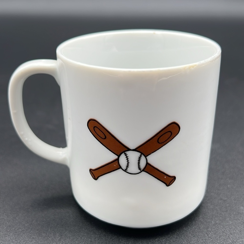 Vintage Mug with Blue Cartoon Baseball Player Mug - Picture 3 of 10